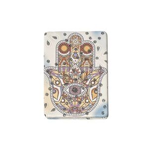 Hamsa Hand Printed Double Compact Mirror w/ Crystal Stones